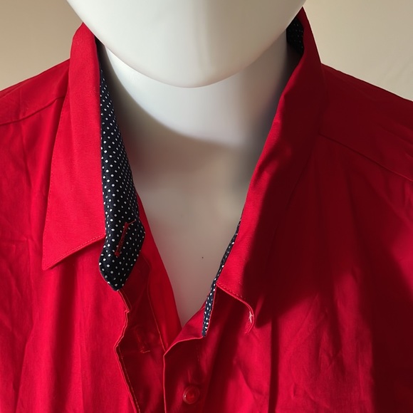 red cotton long sleeve button down shirt French cuffs women’s XXL New - Picture 3 of 9